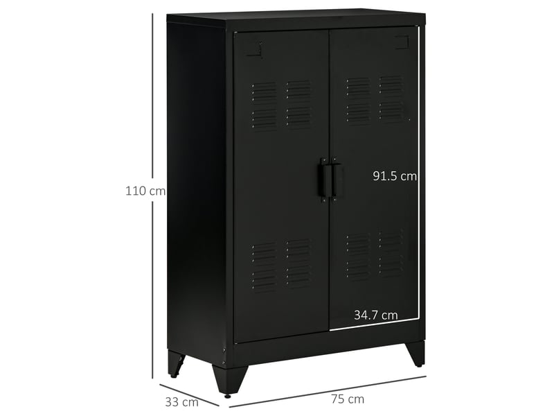  Armoire métallique 2 portes style industriel pour la maison et le garage, 75 x 33 x 110 cm, noire  - Conforama E