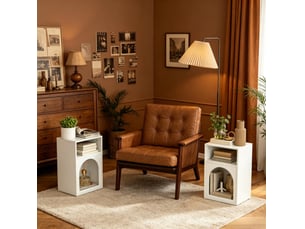 Tables de chevet tcqpz lot de 2 avec 2 niches ouvertes mdf blanc 40 x 30 x 60 cm
