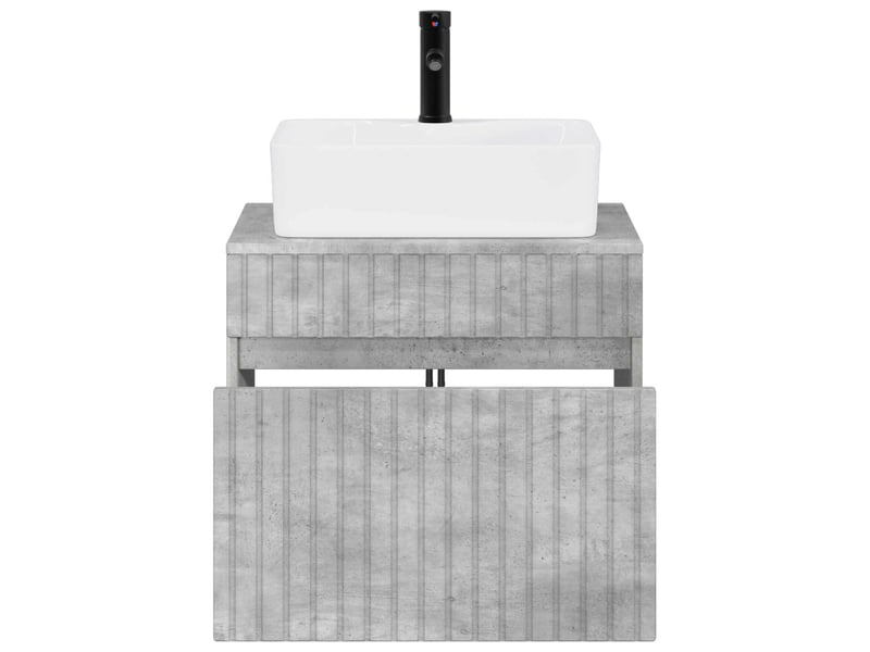 Ensemble de mobilier de salle de bain gris béton cf64679 - Conforama C