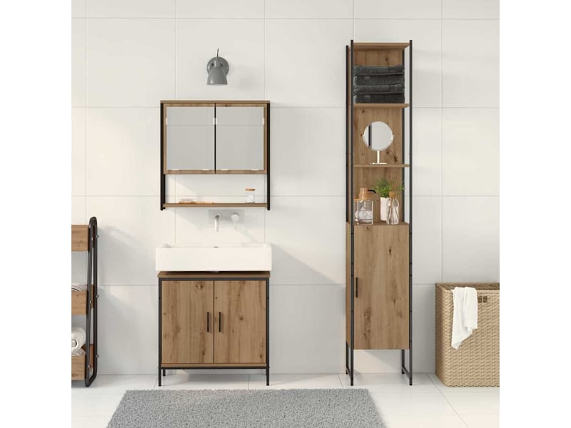 Ensemble de mobilier de salle de bain 3 pièces marron cf64480 - Conforama D