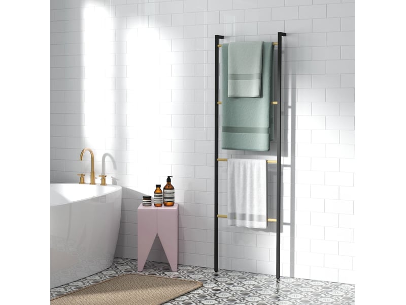  Porte-serviettes 49x167,5 cm à 4 barres métal noir  - Conforama C