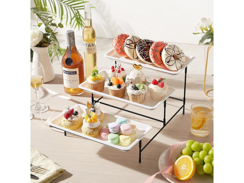  Plateau de service avec 3 plats 30x15 cm – support en métal, noir  - Conforama E