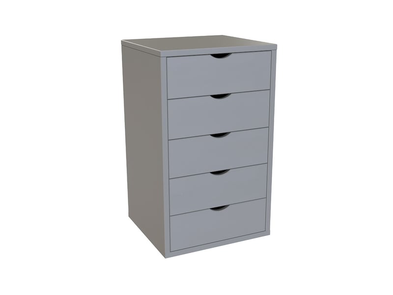  Caisson à tiroirs 5 en bois massif, gris BLOC5T-G - Conforama A