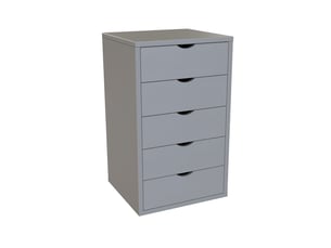 Caisson à tiroirs 5 en bois massif, gris
