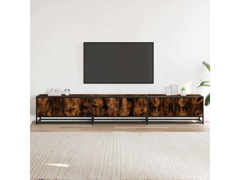  Meuble tv - banc tv - meuble de rangement chêne fumé 240x35x41 cm bois d'ingénierie  - Conforama C