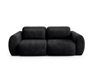 Canapé droit convertible   4 places Tissu noir avec coffre de rangement