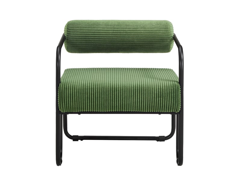  Fauteuil 73x68,5x70,5 cm, canapé 1 place, revêtement en tissu côtelé, structure en métal, design moderne, coloris vert  - Conforama A