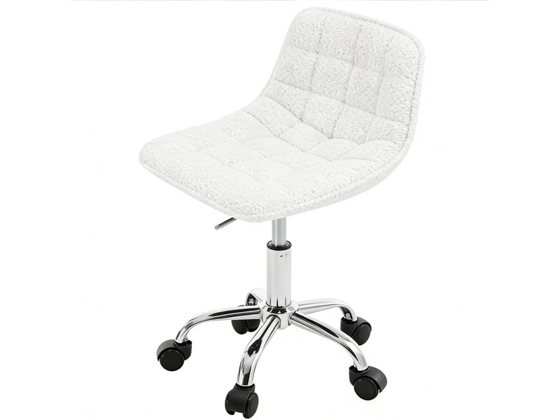  Tabouret de bureau blanc réglable en hauteur, pivotant à 360°, sur roulettes, idéal pour votre espace de travail  - Conforama A