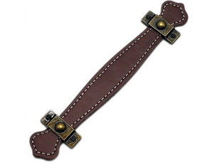 6 poignées de cuir pour tiroirs, 128 mm, style vintage, pour valises et placards, couleur marron.