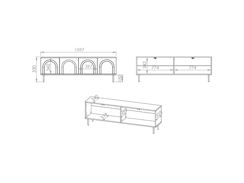Selsey orvella - meuble tv 4 portes - 159 cm - grėge Orvella - Conforama E