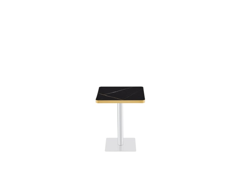 Table de salle à manger pour 2 à 4 personnes avec pied central carré, effet marbre, en mdf et métal, 60 × 60 × 74 cm - Conforama A