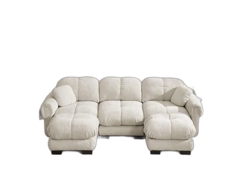  Canapé d'angle en u effet nuage 3 places, méridienne mobile, 2 coussins déco, assise matelassée, vert, sans montage SF20260031006 - Conforama A