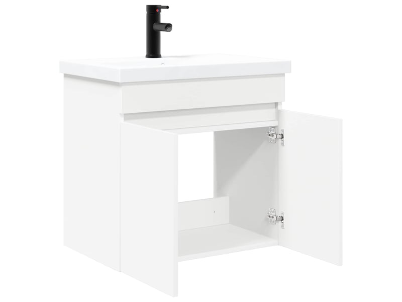 Meuble de rangement salle de bain avec robinet blanc 61x40x74.5 cm - Conforama D
