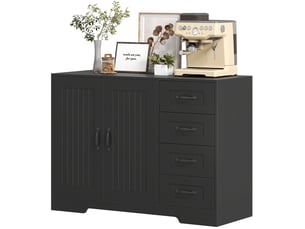Buffet 2 porte(s) 4 tiroir(s) DESVIAE - 105 cm coloris noir