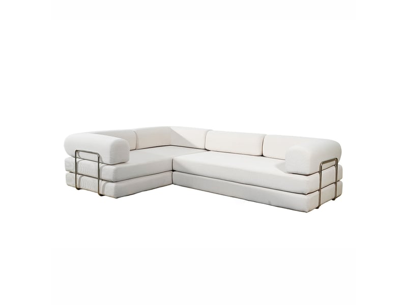 Canapé compressé convertible 5 places à mémoire de forme en velours côtelé beige barry - Conforama A