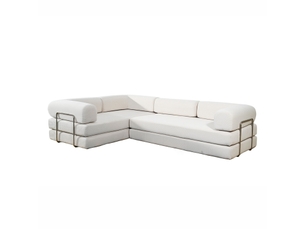 Canapé compressé convertible 5 places à mémoire de forme en velours côtelé beige barry