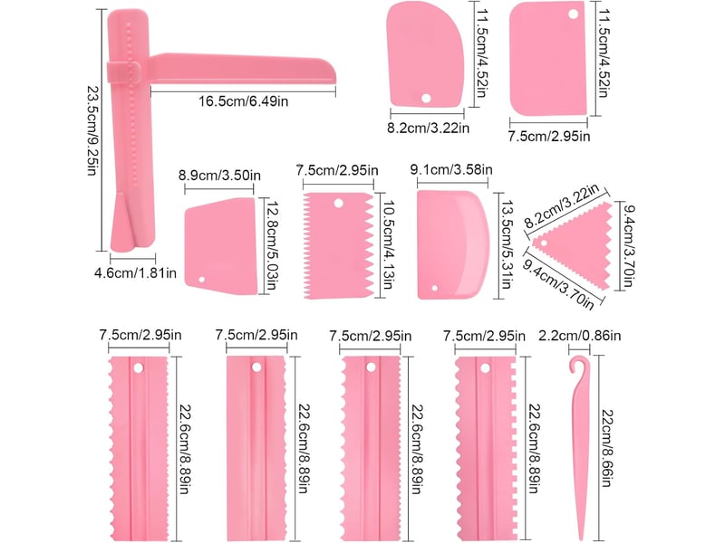 12 pièces lisseur gâteaux, grattoir gateau patisserie réglable, spatule à gâteau et coupe pate en plusieurs tailles pour outils de cuisson diy - Conforama E