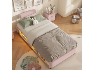 Lit simple 90x200 cm <strong>MODFU</strong>  <strong></strong> coloris rose