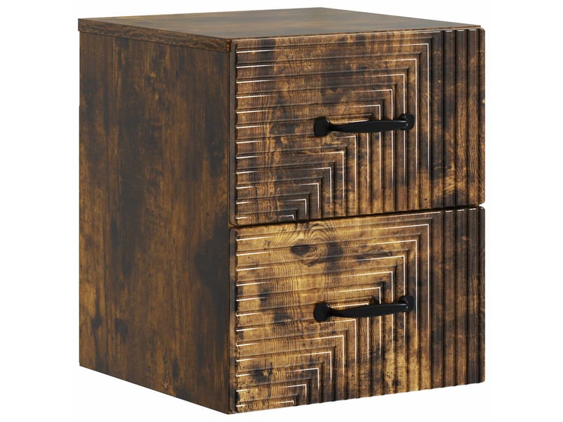  Table de chevet - cabinet de chevet - table de nuit mural chêne fumé 34,5 x 33 x 40 cm  - Conforama A