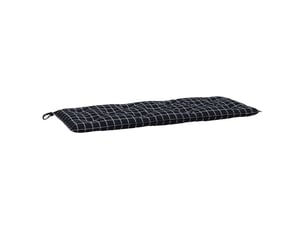 Coussin de banc de jardin, coussin d'assise carreaux noir 120x50x7 cm tissu cf52707