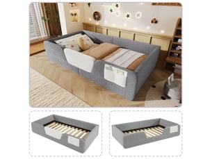 Lit simple 90x190 cm   Morn Vibe coloris gris