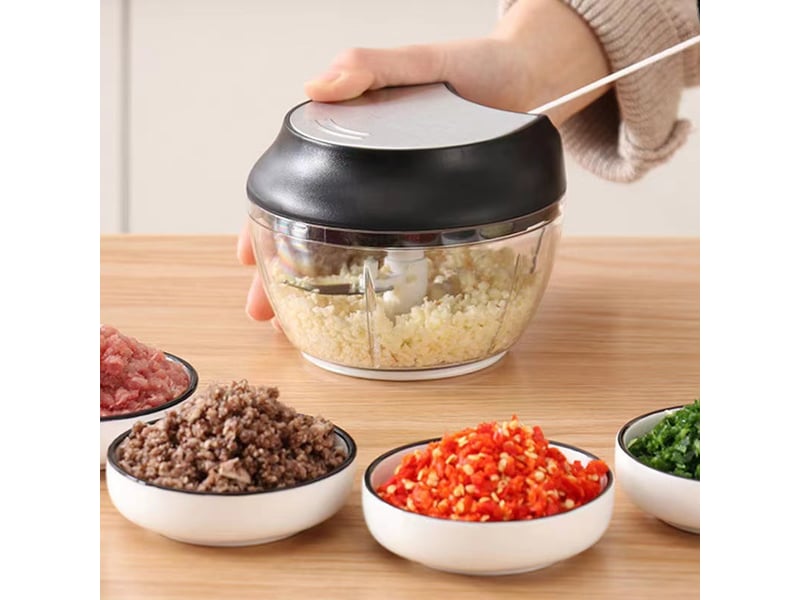 Mini hachoir manuel en inox - 5 secondes - avec racloir - mixeur coupe oignons, ail, herbes  - Conforama B