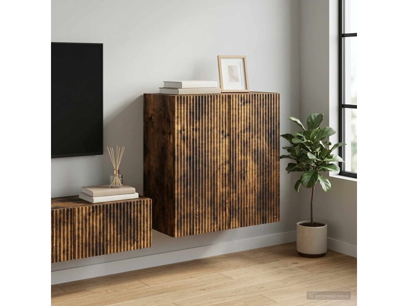  Armoire murale salon, meuble de rangement 59x31x60 cm bois d'ingénierie chêne fumé shl7171  - Conforama B