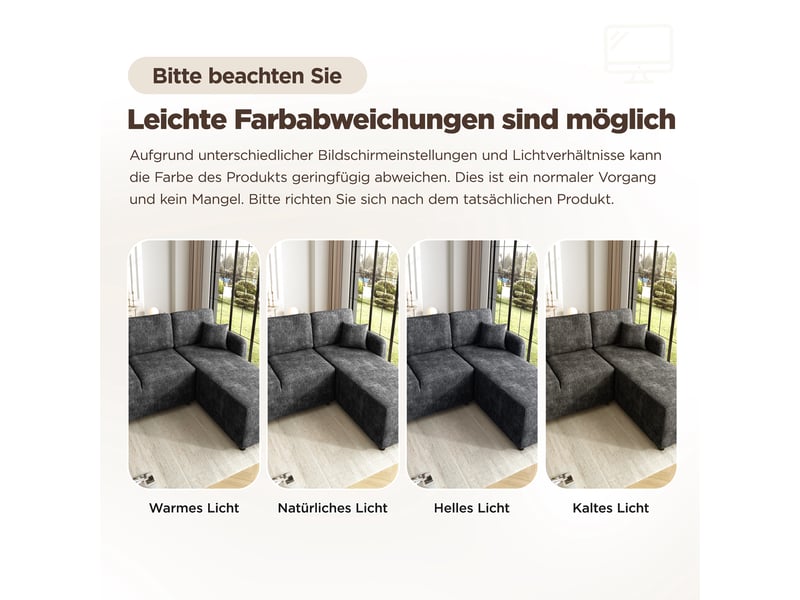 Canapé d'angle 3 places noir en l avec méridienne 144cm  - Conforama C