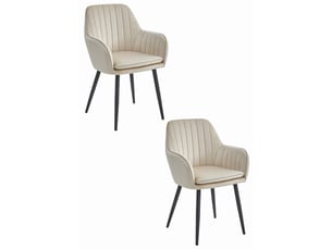 Chaise - leobert - lugo - velours beigepieds noirs - 57,5 x 56,5 x 86,5 cm - lot de 2