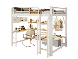 Lit mezzanine 140x200 cm <strong>HAUSS SPOLE</strong> <strong></strong> coloris blanc