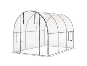Serre de jardin tunnel 6 m² 3l x 2l x 2h m châssis tubulaire renforcé porte zippée 2 fenêtres enroulables - transparent