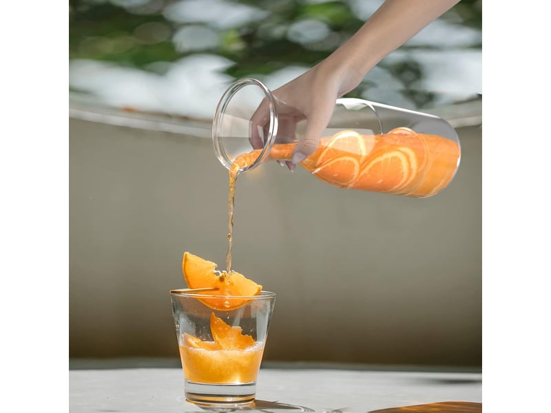  Carafe set de 2 carafes en verre 1 litre, carafe à eau avec couvercle  - Conforama E
