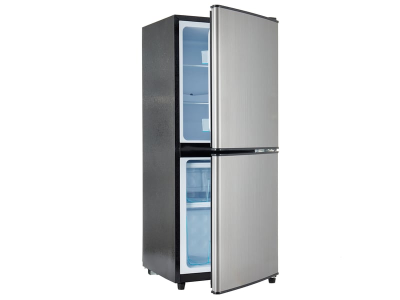 Réfrigérateur 102x44.5x42.5 cm, réfrigérateur congélateur à faible consommation d'énergie, frigo a éclairage led, argent