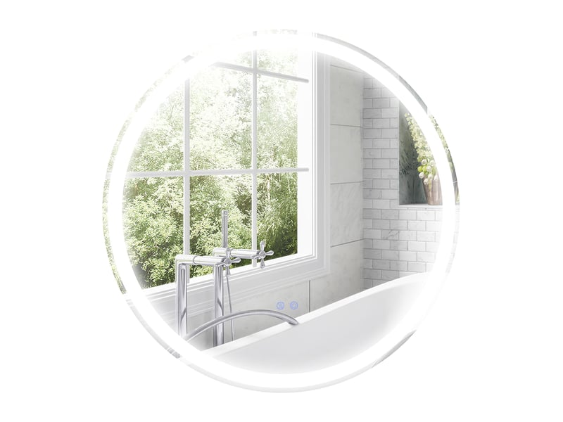  Miroir de salle de bain rond, éclairage led, fonction tactile, antibuée, 60 x 60 cm  - Conforama B