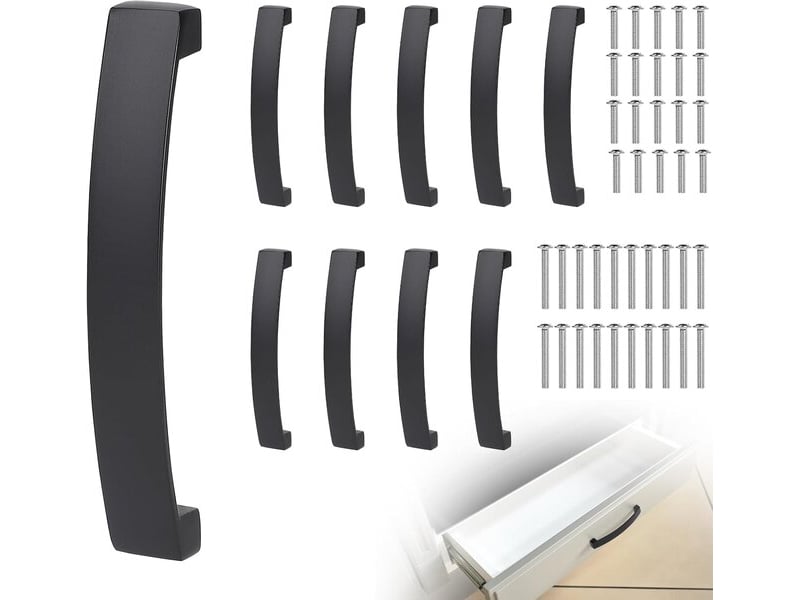  Jeu de 10 boutons de meubles, distance de 128 mm, noirs.  - Conforama B