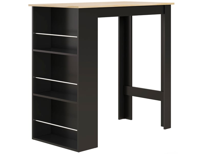  Table de bar,table haute de cuisine, mange-debout comptoir panneau de particules noir 112x57x106cm  - Conforama B