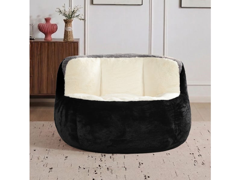  Fauteuil pouf géant avec rembourrage en mousse, poignée et base antidérapante en tissu multicolore  - Conforama E