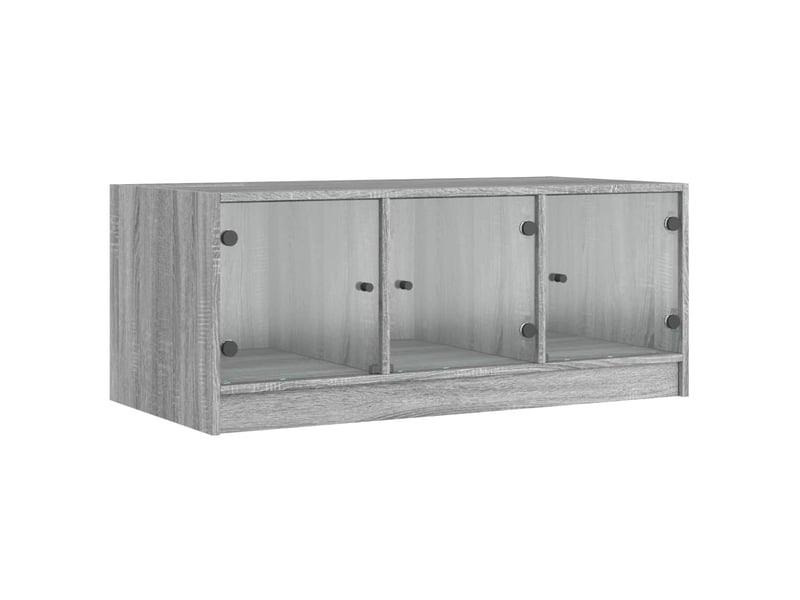  Table basse - table de salon - table à thé avec portes en verre sonoma gris 102x50x42 cm  - Conforama A