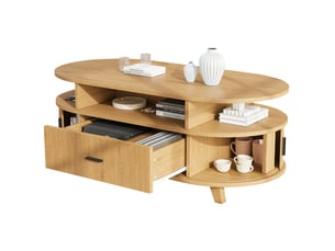 Table basse ovale coloris naturel MODENUIT   - 50 cmx100 cm