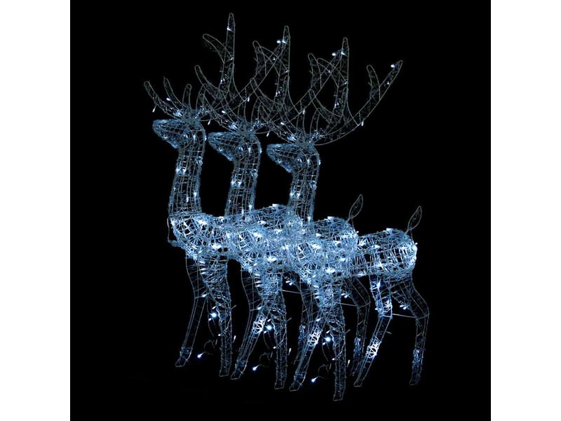  Décorations de noël de renne acrylique 3 pcs 128 cm blanc froid  - Conforama A
