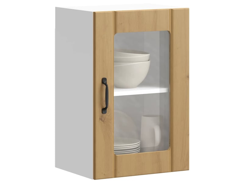  Meuble de rangement, armoire murale de cuisine porte en verre lucca chêne artisanal  - Conforama B