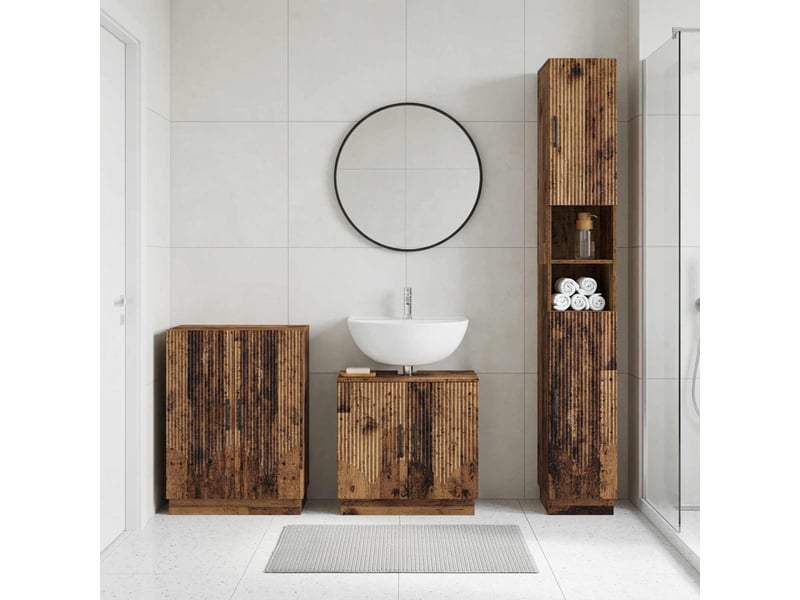  Ensemble de meuble de salle de bain 3 pièces hoorn bois ancien cf63468  - Conforama B