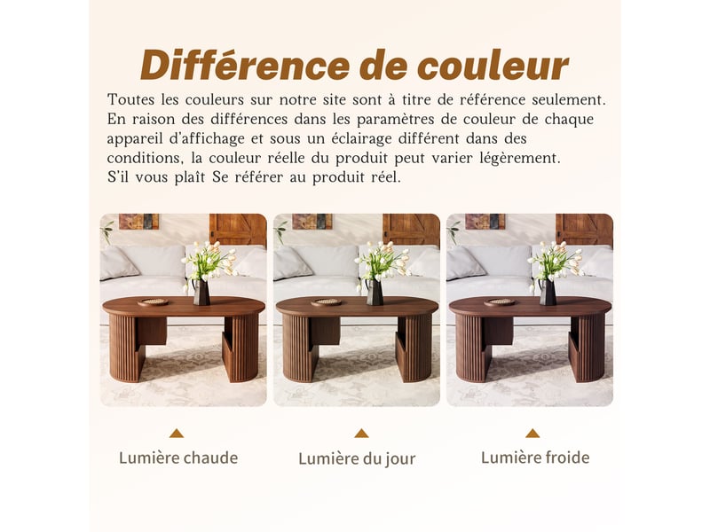  Table basse ovale effet noyer avec rangement tressé 105x50x46,5cm  - Conforama D