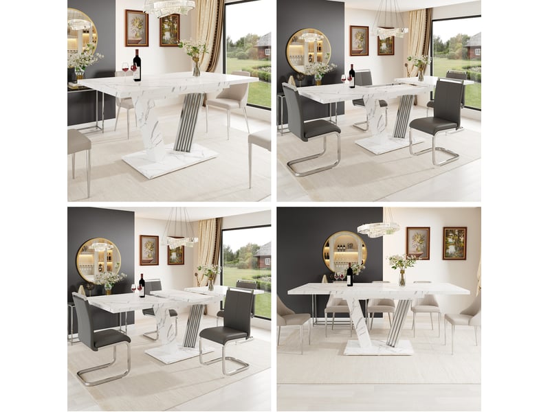  Table extensible, 120-160x80x76 cm, design moderne, pratique, plateau mdf et bois, piètement métal, coloris blanche  - Conforama D