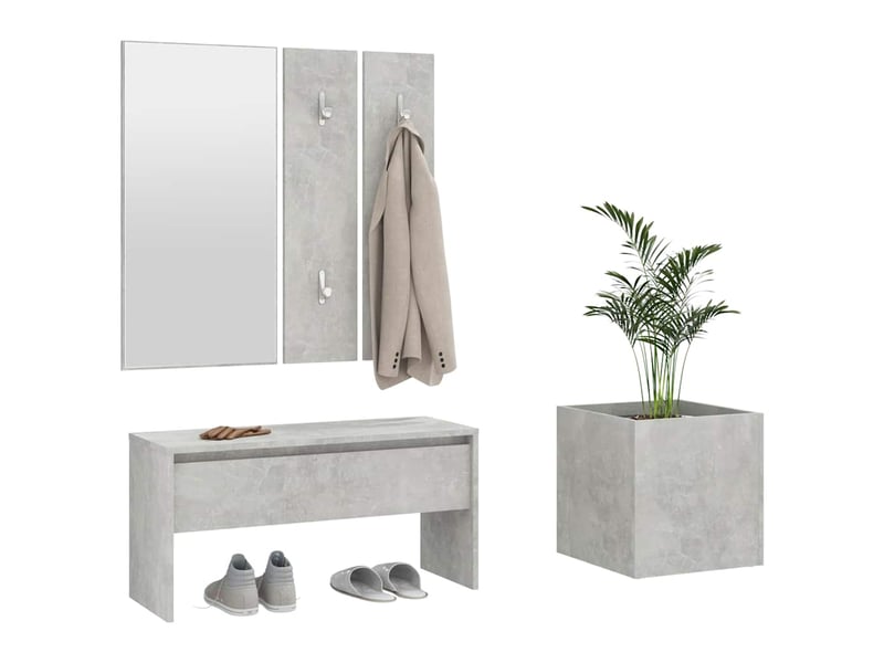  Ensemble de meubles de couloir gris béton bois d'ingénierie shl56520  - Conforama D