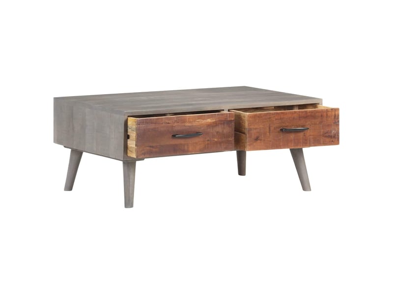  Table basse - table de salon - table à thé gris 100x60x40 cm bois massif de manguier brut  - Conforama A