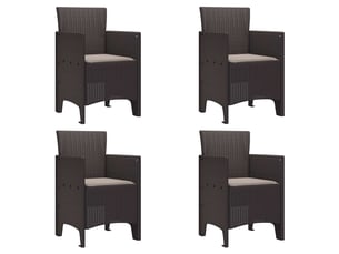 Lot de 4 chaises de jardin, chaises d'extérieur marron polypropylène cf30083
