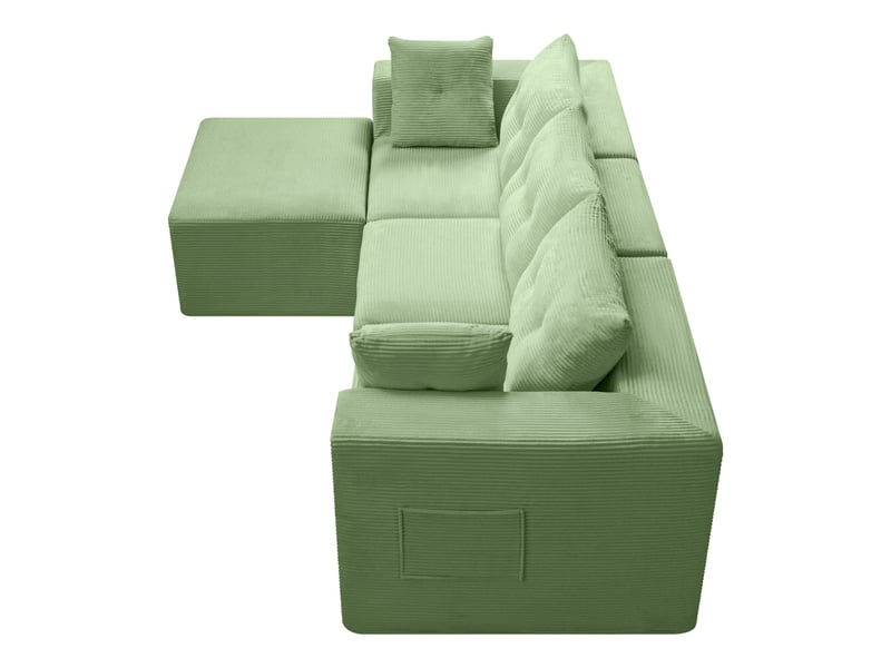  Canapé modulaire 4 places en velours côtelé avec assises profondes, poche de rangement latérale et coussins inclus  - Conforama E