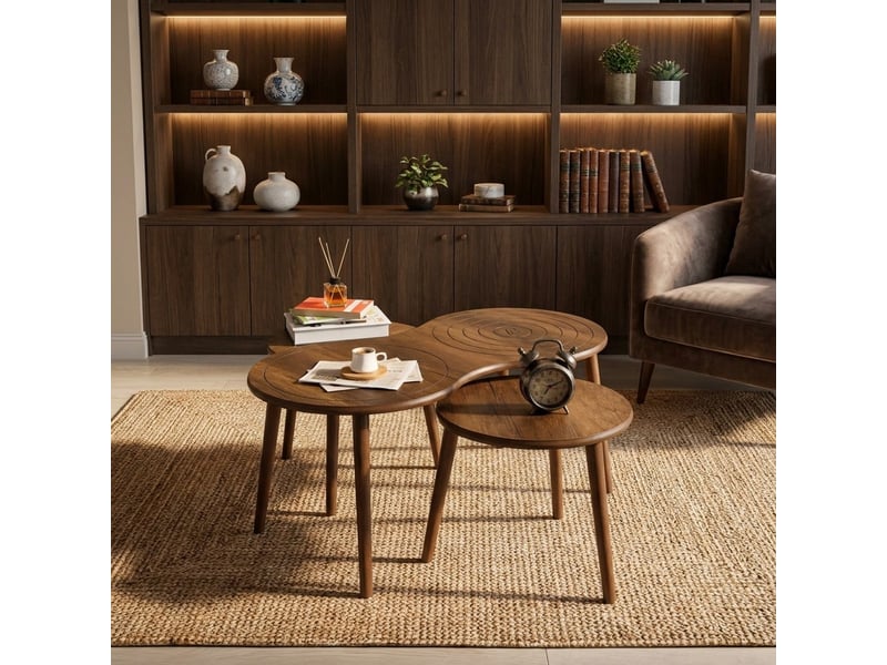 Lot de tables basses en mdf avec pieds en bois marlo - Conforama C