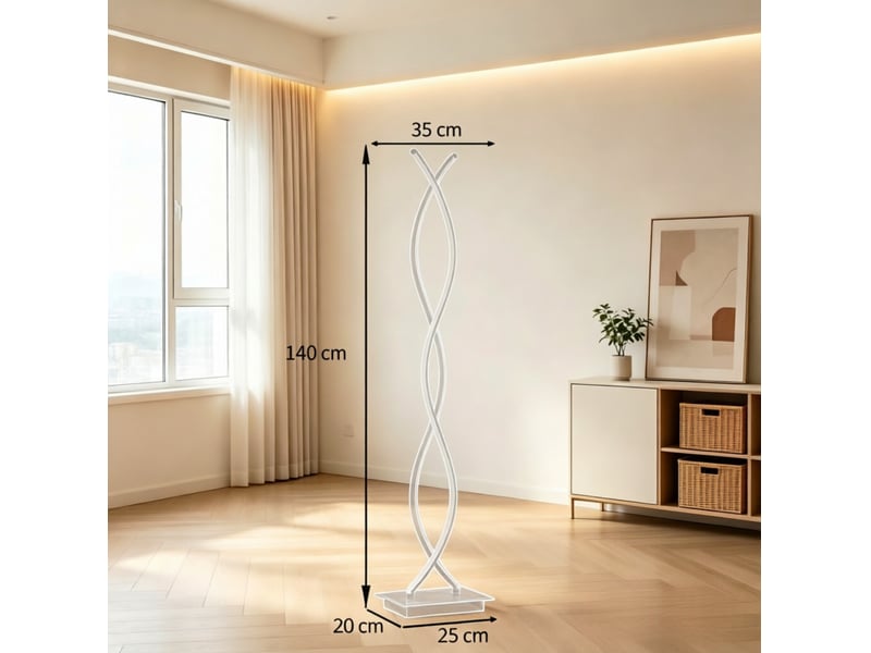  Lampadaire led double spirale noir 28 w avec variateur au pied, 140 cm  - Conforama C